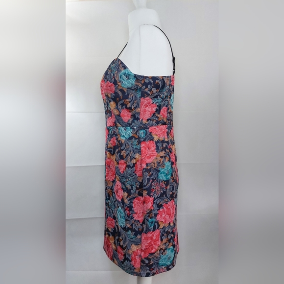 Joe Browns Floral Strappy Dress Navy Pink Bodycon Stretchy Size 12 - Picture 4 of 7